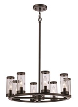  71717 BK - Fillmore 8-Light Clear Glass Shaded Wagon Wheel Chandelier